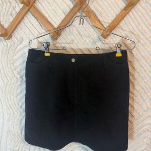 Hugo Buscati Black Suede Leather Mini Skirt Y2K Goth